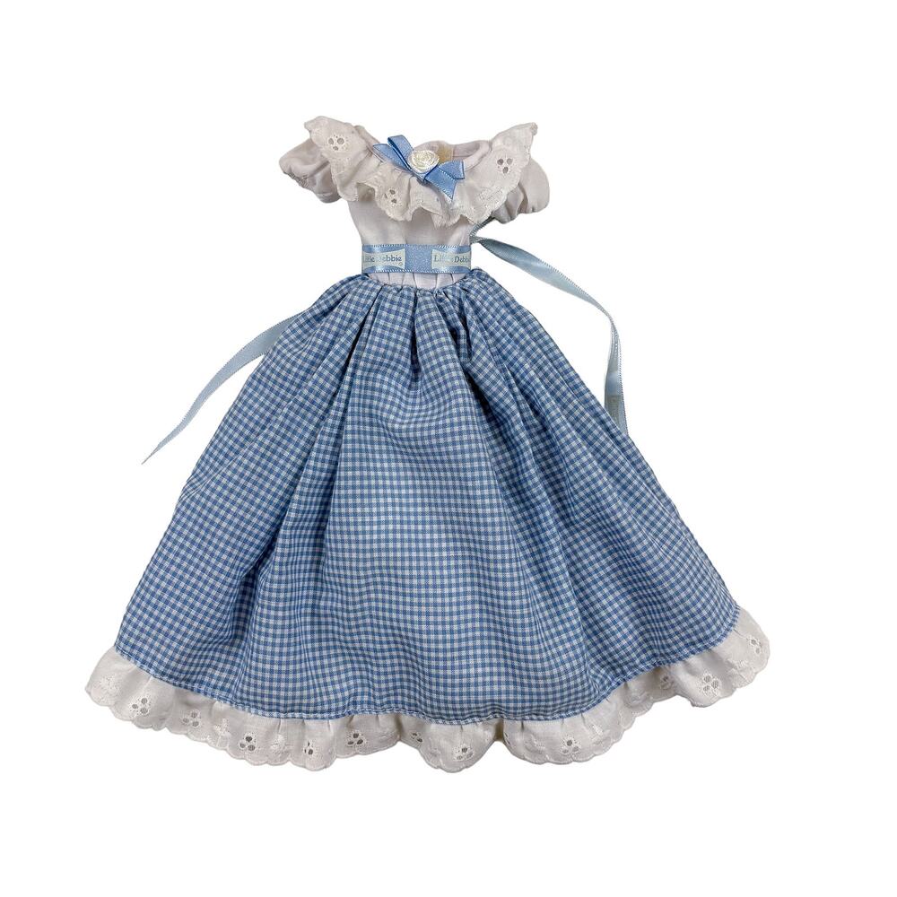 Barbie Little Debbie Dress VTG 1990s Blue Gingham Eyelet Lace Collector Fashion